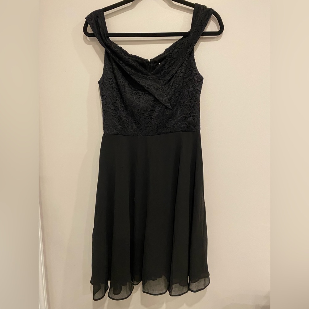 •2/$35• NWOT Black Lace & Chiffon A-Line Dress Off-The-Shoulder